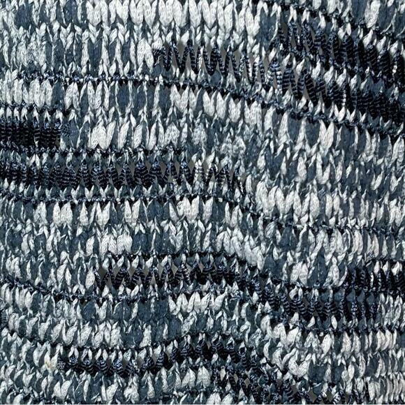 Eileen Fisher Brushstroke Cotton Tape Sweater Blue V-Neckline Size Small Petite - Picture 6 of 13